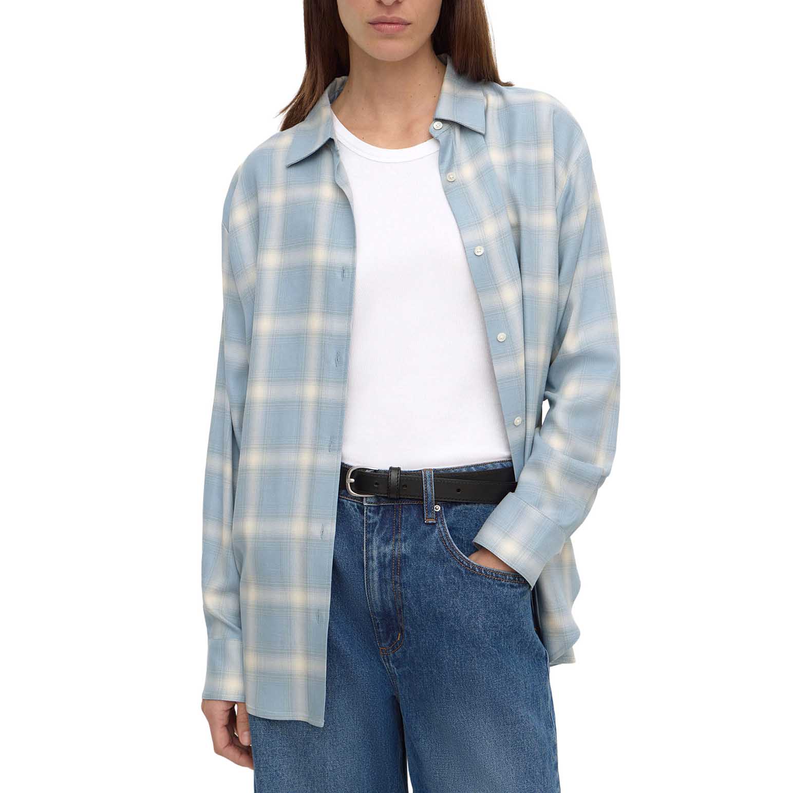 Assembly Label Womens Luka Japanese Shirt Steel Blue Check